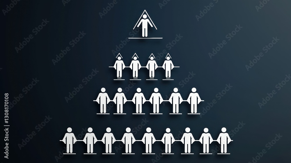 Poster a scalable collection of icons representing hierarchy, teamwork, and growth, tailored for corporate 
