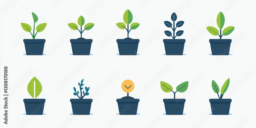 Poster A scalable vector icon set in a clean flat style, featuring universal business themes like growth and success.