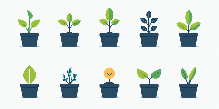 Fototapeta A scalable vector icon set in a clean flat style, featuring universal business themes like growth and success.
