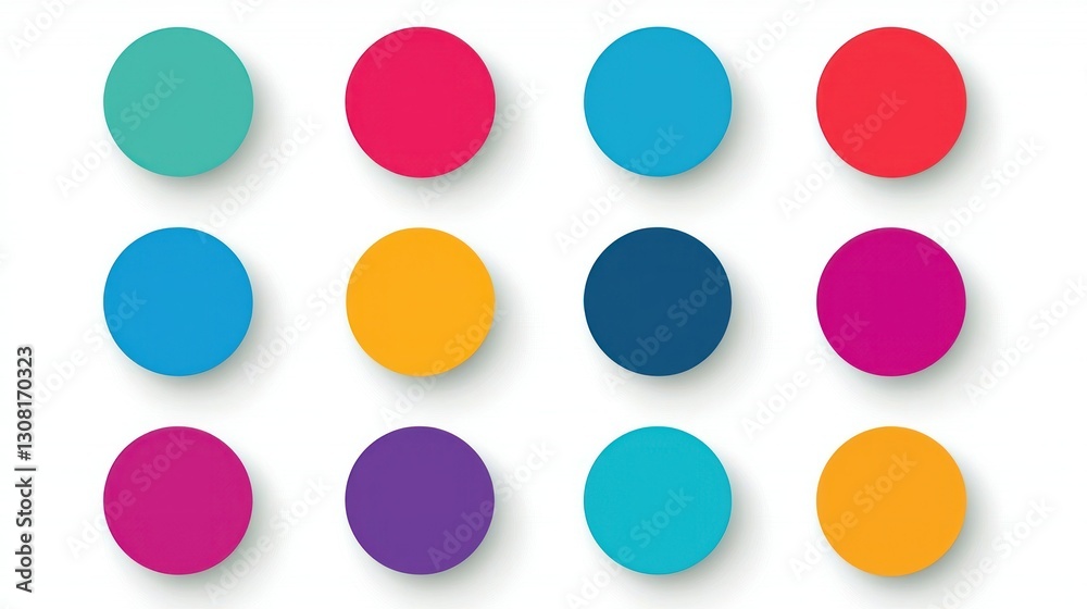 Poster A scalable vector set of circular business icons in a vibrant color palette, perfect for presentations