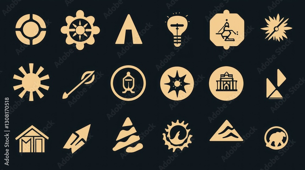 Poster A scalable vector set of solid icons, focusing on clarity and boldness in design