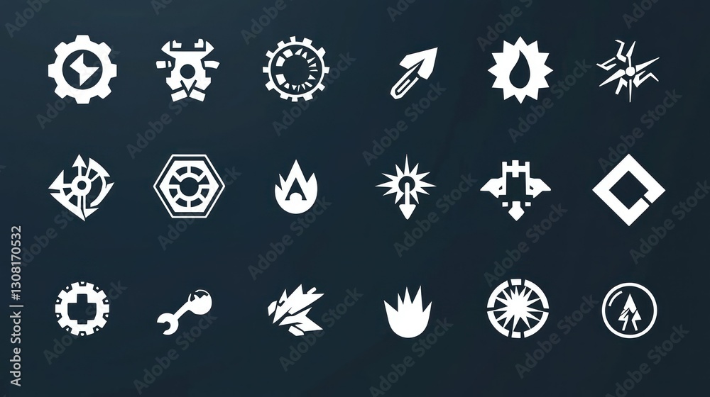 Poster A scalable vector set of solid icons, focusing on clarity and boldness in design