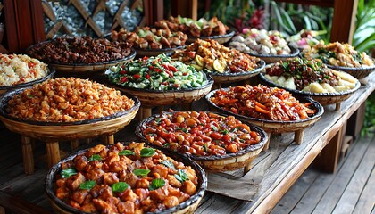 Asian Cuisine Buffet Outdoor Setting