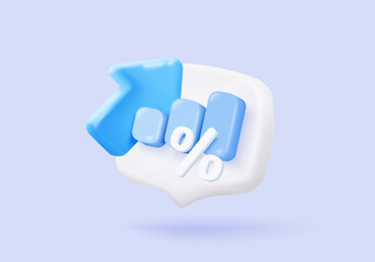 3d statistic graph icon for investment diagram report. creative solution concept on pastel background. Goal for business, bank, finance. 3d analysis investment graph vector icon render illustration