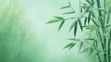 Obraz premium Serene bamboo garden, lush green leaves create a tranquil natural backdrop 