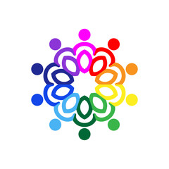 Abstract people teamwork flower concept symbol. Vector isolated on white background.	
