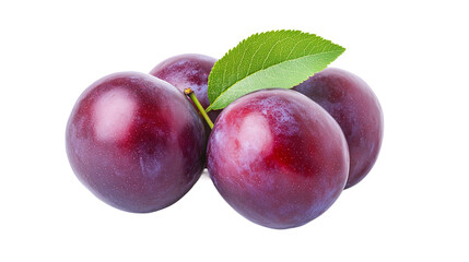 Obraz premium High-quality fresh plum isolated on transparent background for culinary projects, organic fruit illustrations, and health-focused design concepts featuring natural produce.