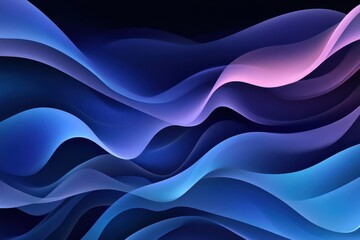 This abstract design features flowing waves in deep blues, accented with lavender and soft pink. The smooth lines evoke movement and depth, ideal for backgrounds or artistic projects.