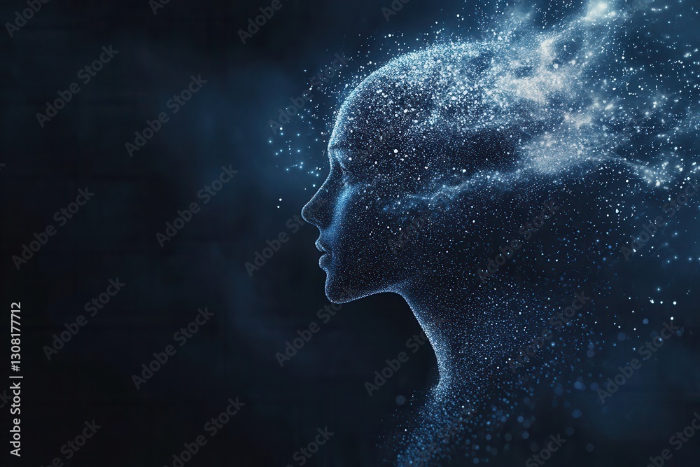 Poster Abstract representation of AI driven politics through floating digital particles in modern design Generative AI