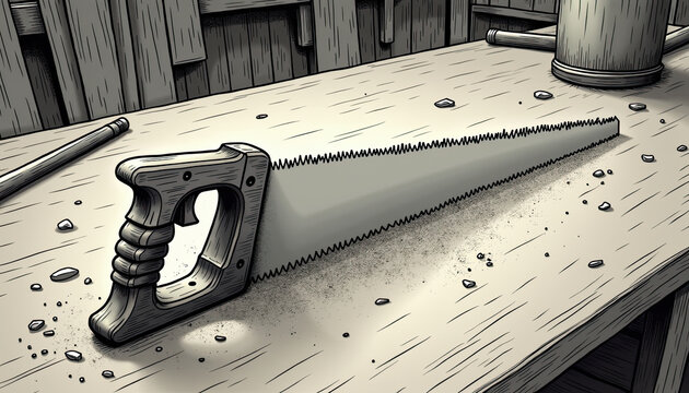 Electric handsaw covered with sawdust for power tool blogs and carpentry instruction websites