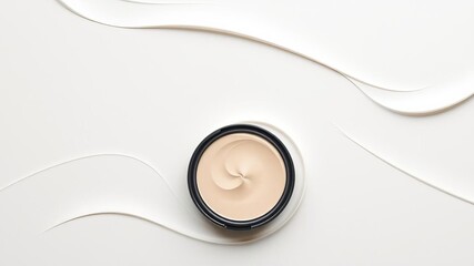 Close-up shot of a flawless compact foundation with a smooth texture and perfect finish, foundation, makeup