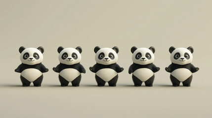 Obraz premium Set of cute panda