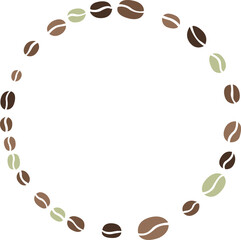 Abstract coffee beans wreath flat design border illustration for decoration on coffee cafe, coffee drinks and restaurant.