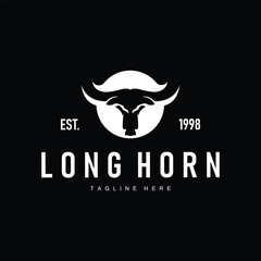 longhorn logo silhouette design illustration of farm symbol with vintage simple template concept