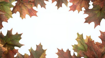 Fototapeta premium Autumn Maple Leaves Frame White Background