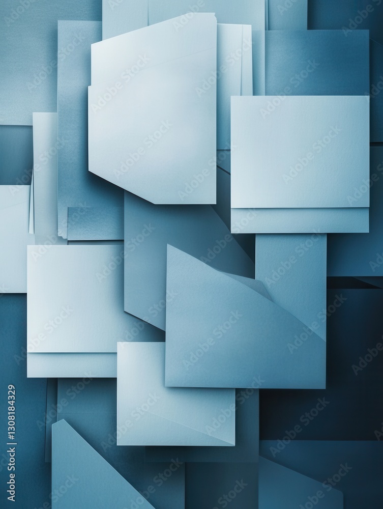 Fototapete sleek geometric paper art background in muted blue and gray tones for professional presentations and