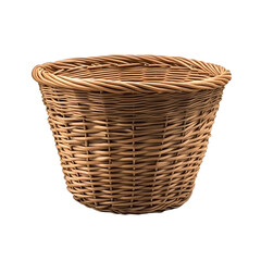 Handwoven Wicker Basket with Open Top and Rounded Base.