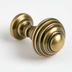 Elegant Antique Brass Knob With Ribbed Design, Generative AI.