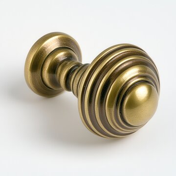 Elegant Antique Brass Knob With Ribbed Design, Generative AI.