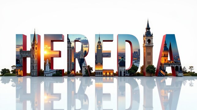 Heredia letters City, Word illustration, travel and tourism in Costa rica Attraction Wall Gift Decoration