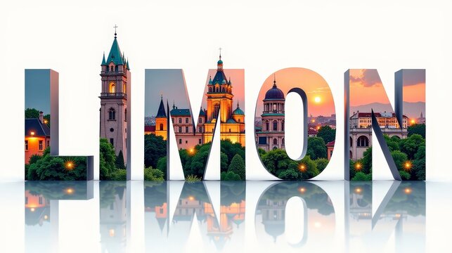 Limon letters City, Word illustration, travel and tourism in Costa rica Attraction Wall Gift Decoration