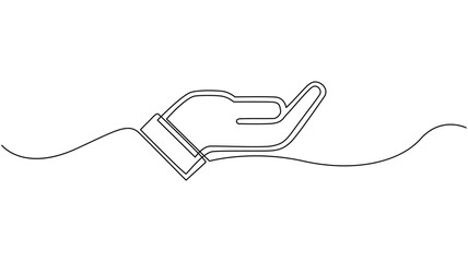 Obraz premium Continuous One line drawing of a hand offering help.