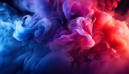 Fototapeta premium dramatic smoke and fog in contrasting vivid red blue and purple colors vivid and intense abstract background or wallpaper