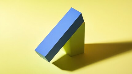 Single Tilted Rectangle in Electric Blue and Yellow Background