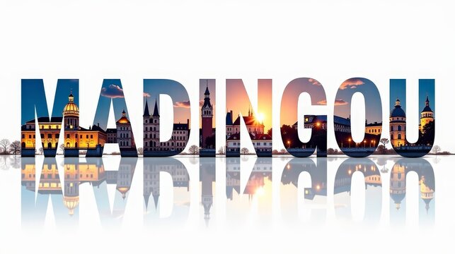 Madingou letters City, Word illustration, travel and tourism in Congo Attraction Wall Gift Decoration