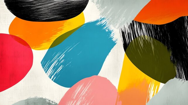 Abstract brushstroke patterns with a playful pastel color scheme