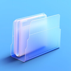 Digital technology 3D blue and white transparent glass folder icon