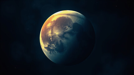Fototapeta premium Orbital view of Moon, hyper textures, surreal elements, enigmatic color