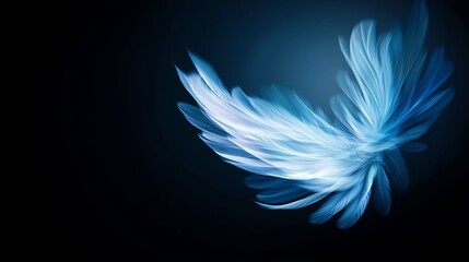 Feathered wings in motion with ethereal glow, angelic abstract background
