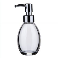 Obraz premium Elegant Chrome Pump Soap Dispenser With Clear Oval Bottle, Generative AI.