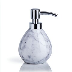 Obraz premium Elegant Marble Soap Dispenser with Chrome Pump for Modern Bathrooms, Generative AI.