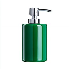 Obraz premium Elegant Emerald Green Soap Dispenser with Chrome Pump, Generative AI.
