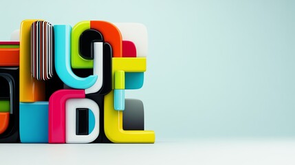 Obraz premium Multicolored 3D extruded typography set in a minimalist composition