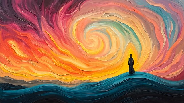 Exploring the whirlwind of emotions serene landscape abstract art vibrant sky artistic perspective