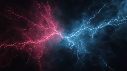 Obraz premium Electric lightning bolts branching across a dark sky, powerful abstract background