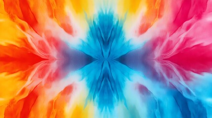 Obraz premium Vivid tiedye fabric pattern with bold color contrasts, bohemian abstract texture