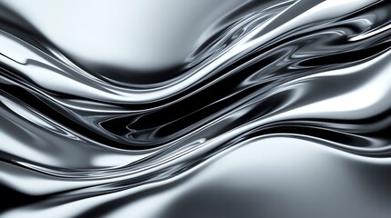 Abstract liquid metal texture with smooth, reflective surfaces, futuristic design