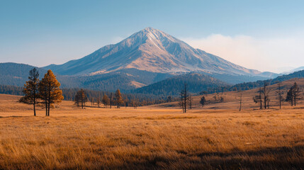 Serene view of a mountain: capturing the beauty and recovery of nature post-fire in a scenic landscape