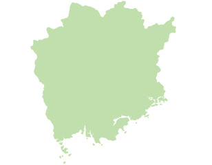岡山県　地図　黄緑　イラスト