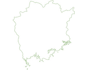 岡山県　地図　白　イラスト