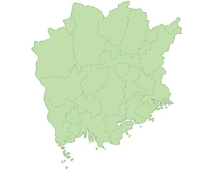 Obraz premium 岡山県 地図 黄緑 イラスト