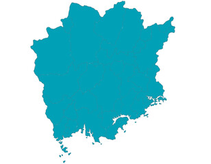 岡山県　地図　グリーン　イラスト