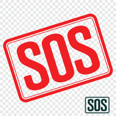 SOS, rubber stamp vector 