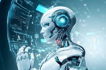 cyber woman with futuristic technology