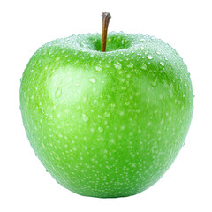 green apple with water droplets - isolated