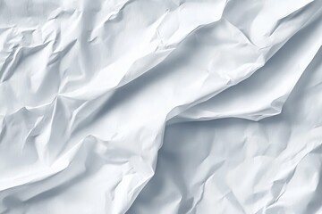 Obraz premium A close-up of crumpled white paper creating an intricate texture, with soft shadows and highlights accentuating the folds. This versatile background can add depth to various design projects.